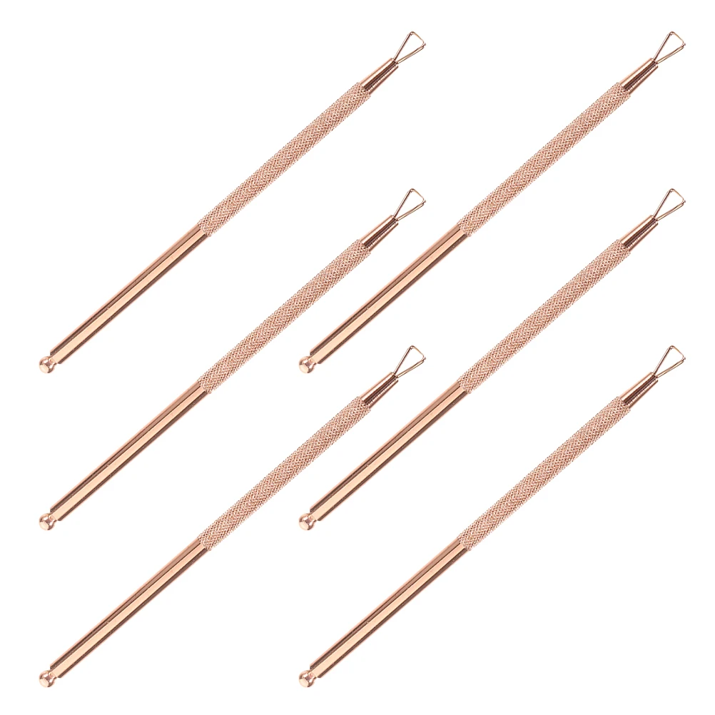 

6 Pcs Tools Manicure Gel Polish Detergent Nail Art Remover Pusher Rose Gold Mini Cuticle Exfoliating Steel