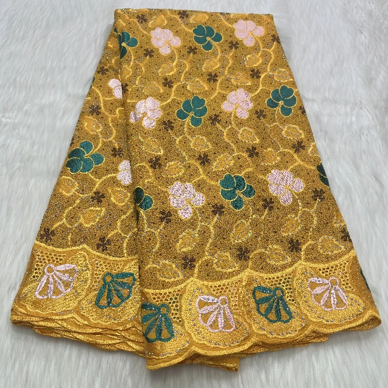 

5 ярдов африканская швейцарская вуаль кружевная ткань с вышивкой высокого качества с сухими камнями 100% хлопок в Дубае стиль для свадьбы 27L581201