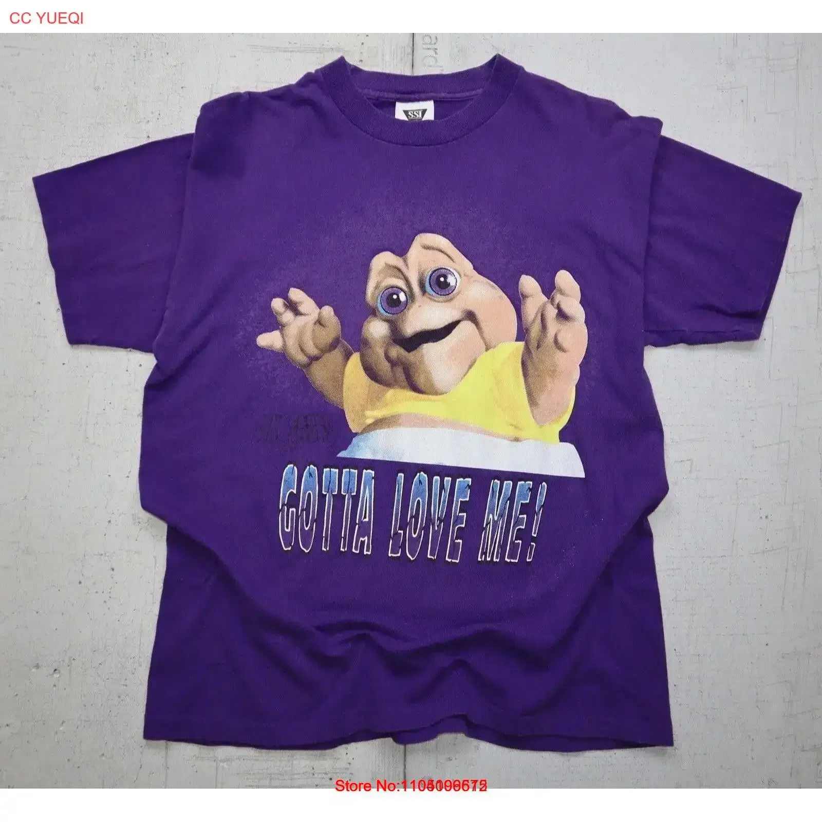 Vintage 90s dinosaurios programa de televisión promoción camiseta Gotta Love Me Baby Sinclair Sz L vintage lavado Unisex elegante estirado homme suave