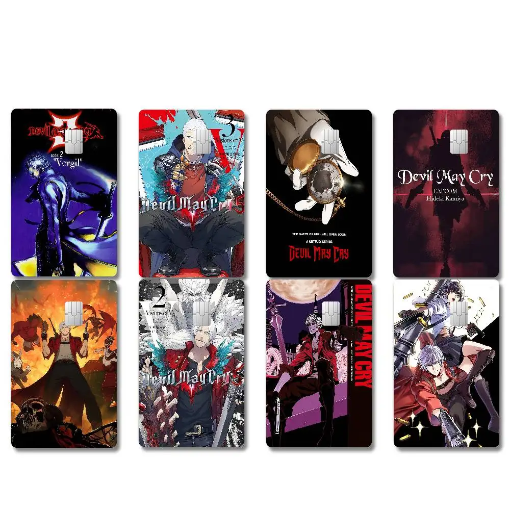 D-Devil M-May Cry Game Game Film Cover Sticker Case para tarjetas de crédito/débito pequeñas, parte frontal, 1 juego de 4 piezas