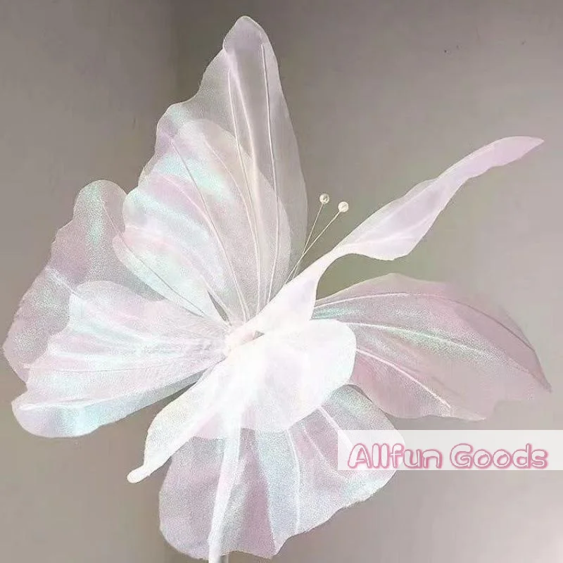 [TG835]1pc 50cm 3D Gradient Silk Butterfly,Wavy Petal Edge,Glitter Org Layered,for Wedding/Party/Photo Gift