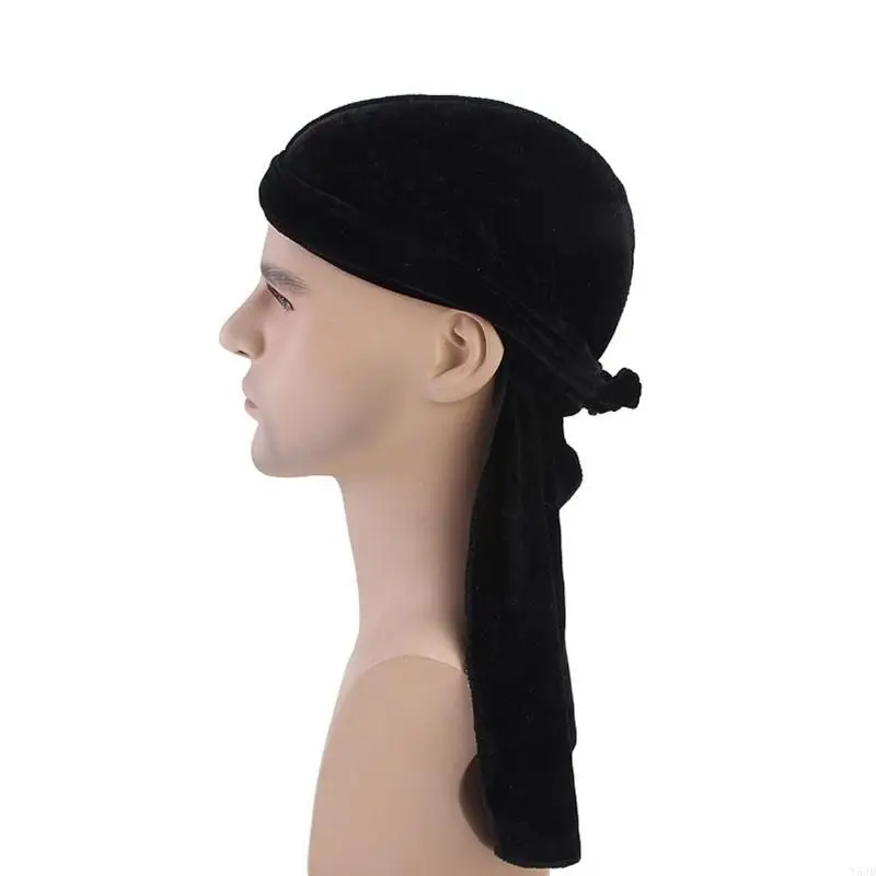 Y5jd color sólido headwraps dourvet durags tampa ajustável para fêmea masculina unissex