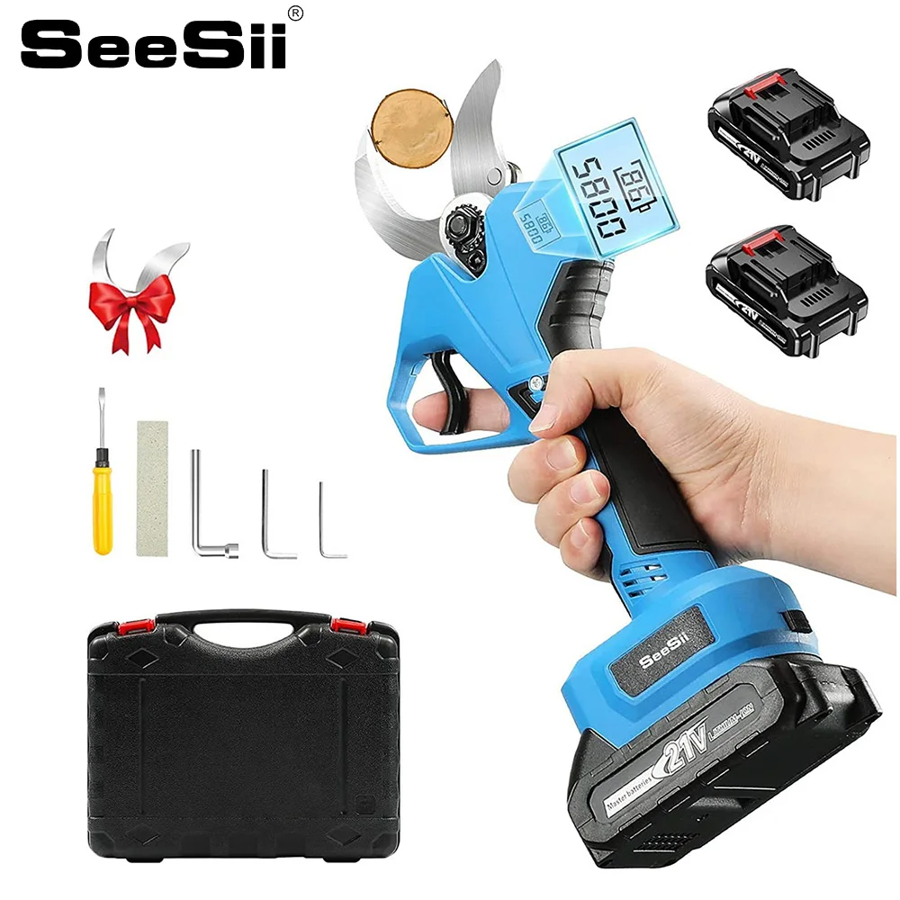 

SEESII 21V 40mm Brushless Electric Scissors Cordless Electric Pruner Tree Branches Bonsai Cutter Compatible Makita Battery