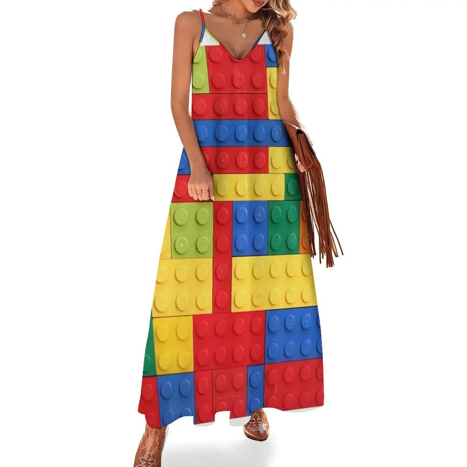 

Colorful Bricks Design Sleeveless Dress summer clothes for women womans clothing Dress