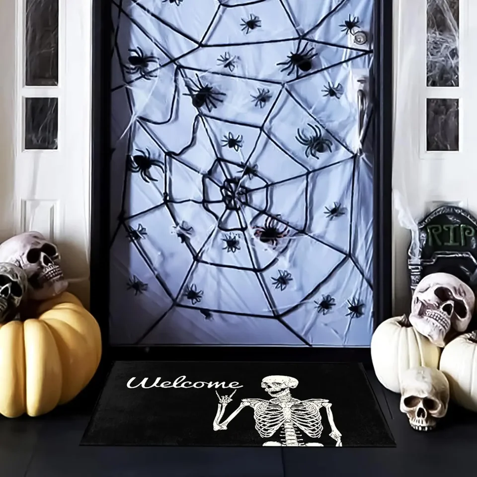 Skull Doormat Funny Halloween Skull Welcome Door Mat,Living Room Kitchen Floor Mat Home Halloween Indoor Outdoor Decoration, image 6