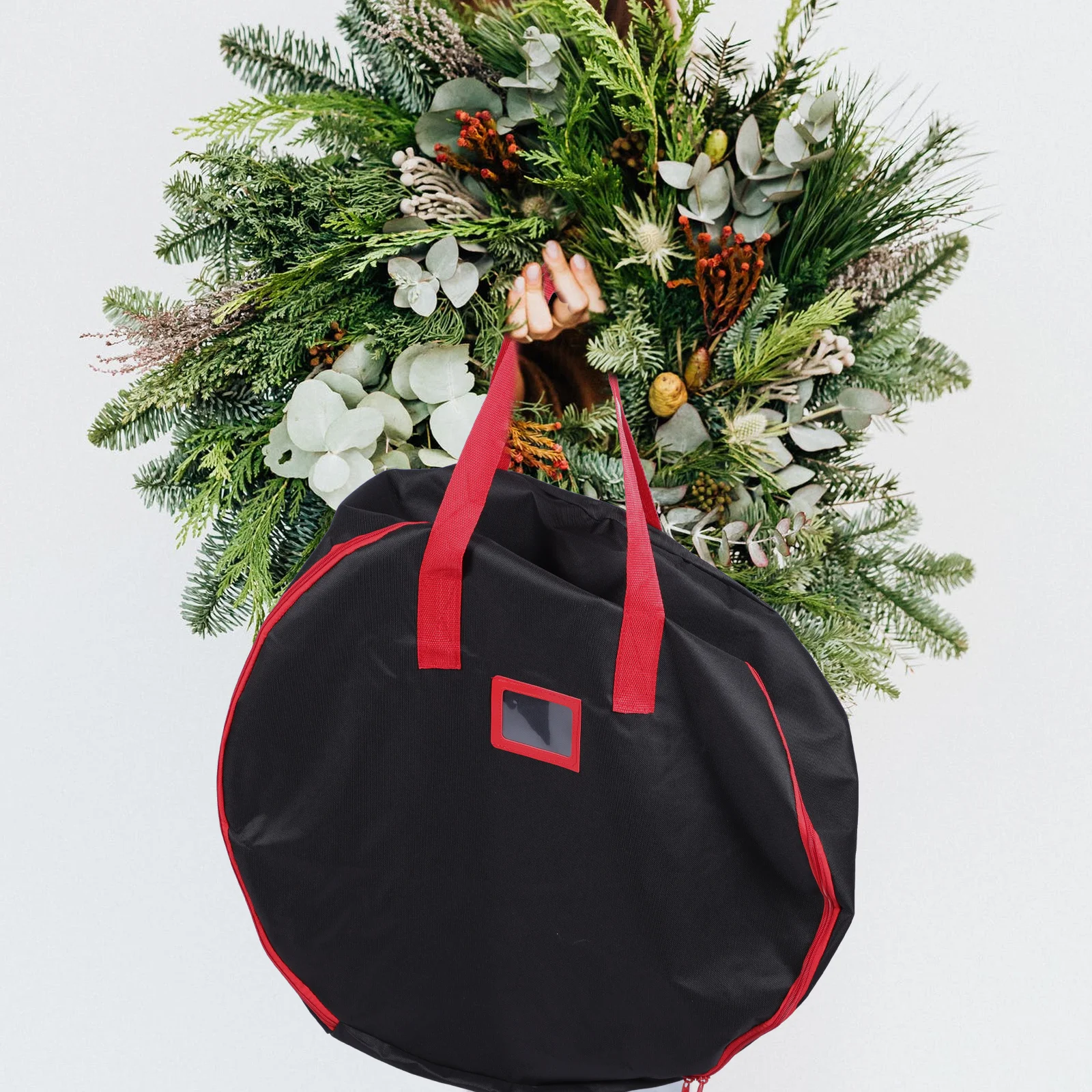 

1pc Christmas Wreath Storage Bag Large Round Design Portable Handle Heavy Duty Oxford Cloth Easy Carry Xmas Garland Gift