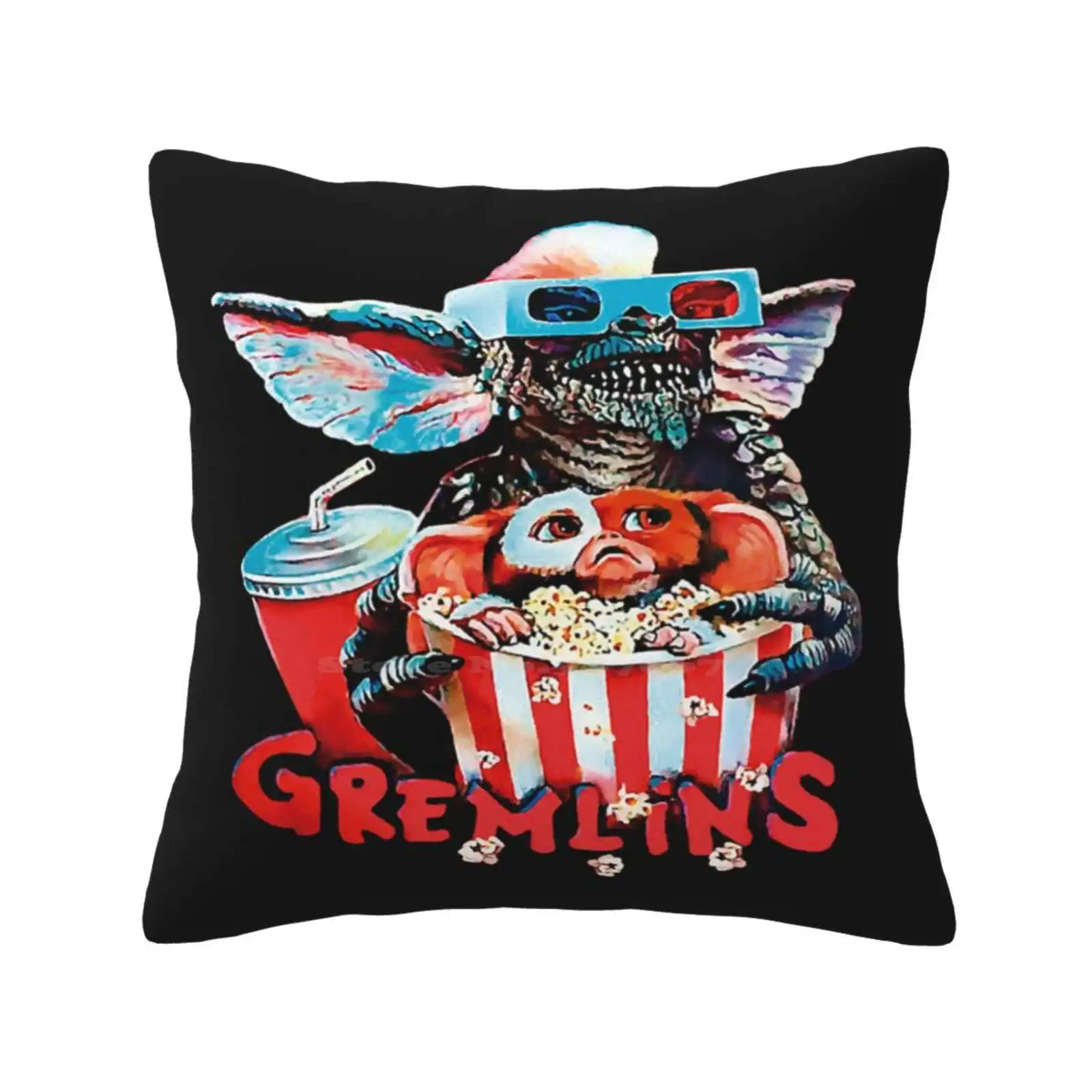 Gremlins Pillow Cover Hug Pillowcase Gremlins Cinema Movies 80S Classic Popcorn 3D Nineties Decade Culture Extraterrestrial Ufo