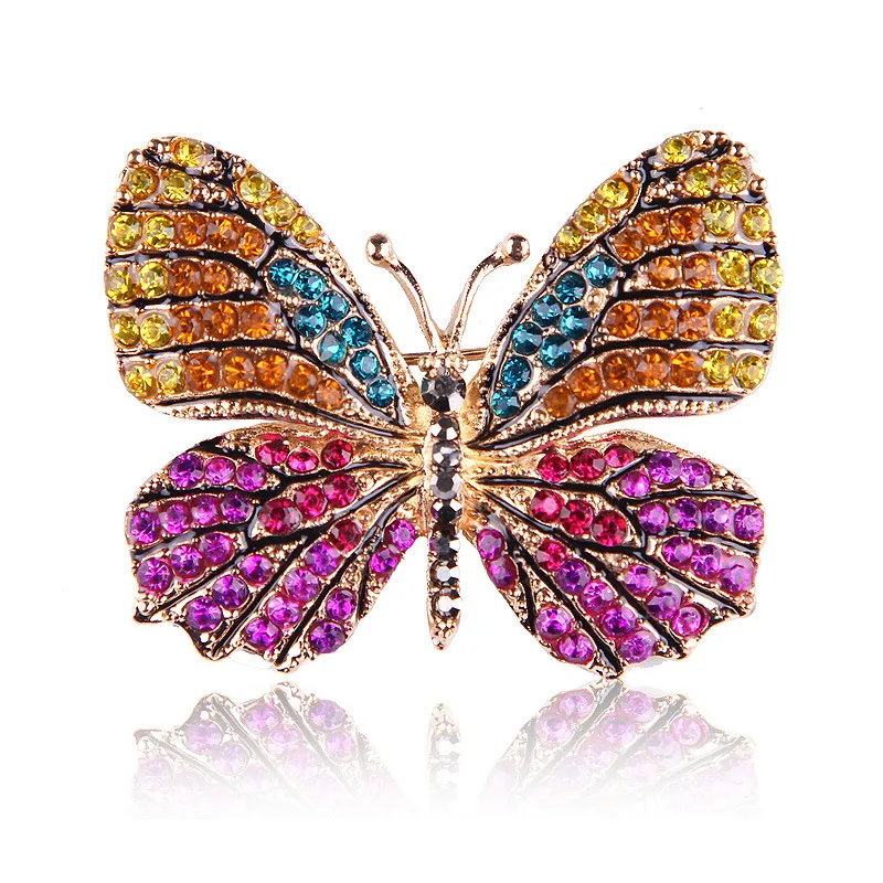 Rhinestone Butterfly Brooch, Glittering , Multi-color Optional, For Women Small Gift