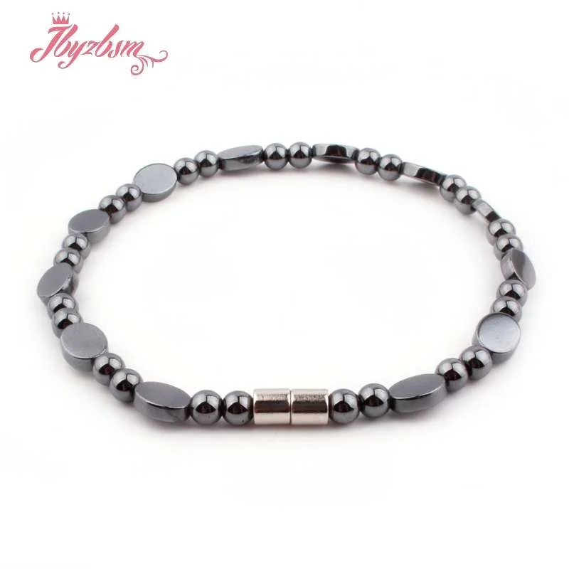 

Natural Hematite Necklace Bracelet Black Stone Beads For Woman man Christmas Gift Fashion Jewellery Necklace 50cm /Bracelet 18cm