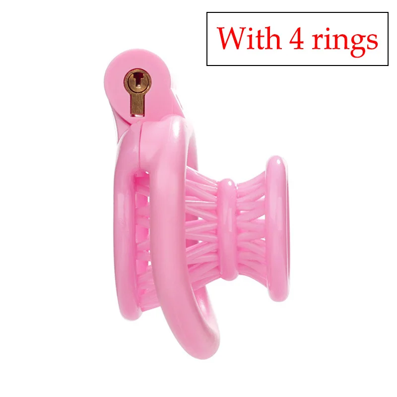 Chastity Cage BDSM Pink Inverted With 4 Size Cock ring For Man Brutal Adult Games Sissy Penis Ring Adult Erotic Sex Toy 18+ 2026 - view 6