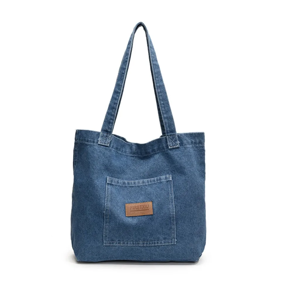 

School Bag Retro Denim Shoulder Bag Korean Style Large Capacity Cowboy Underarm bag Handbag Leisure Tote Bag Travel