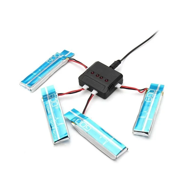 XK K110 K110S / WLtoys V977 RC Helicopter Spare Parts 3.7V 520mAh 30C Li-po Battery *4pcs + 4 in 1 USB Charger