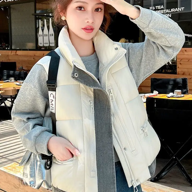 

Джинсовый хлопковый жилет на пуху, женская короткая куртка 2026, осень-зима, новое пальто без рукавов, жилет с воротником-стойкой, верхняя одежда, топ