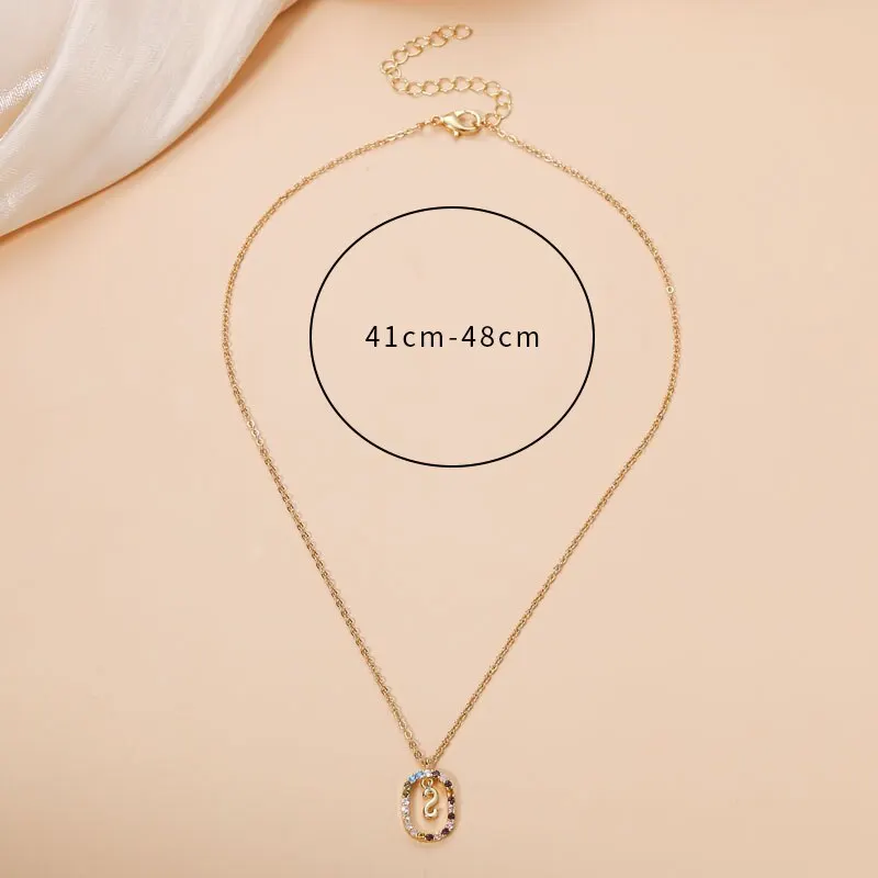 Initial Pendant Gold Letter Necklace For Women Multi Color Cubic Zircon Pendant Women Wedding Party Jewelry Gift