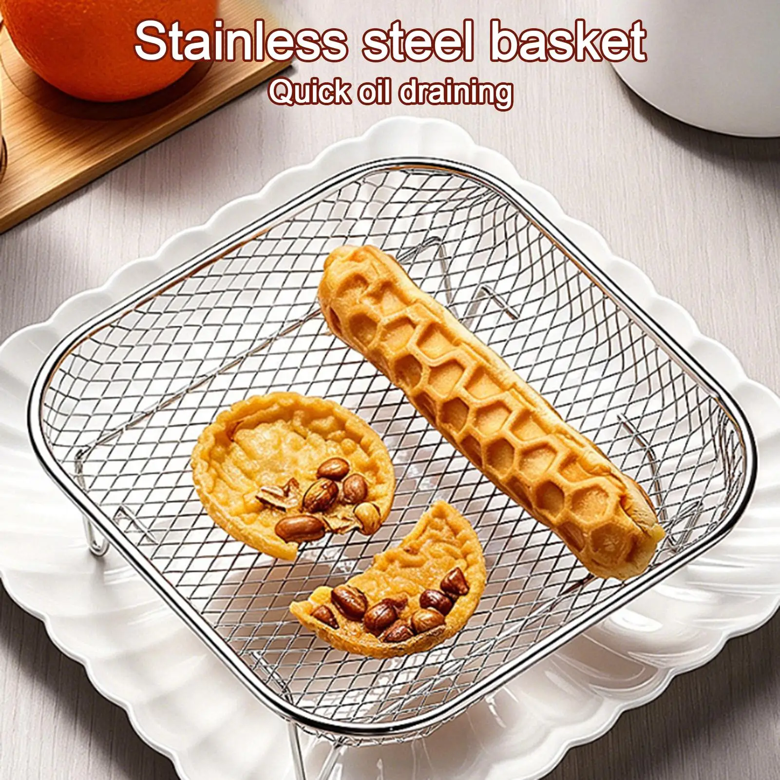 Air Fryer Rack Square Food Grade Square Stackable Stainless Steel Grill Rack for Oven Microwave Steamer Home Kitchen Bakery