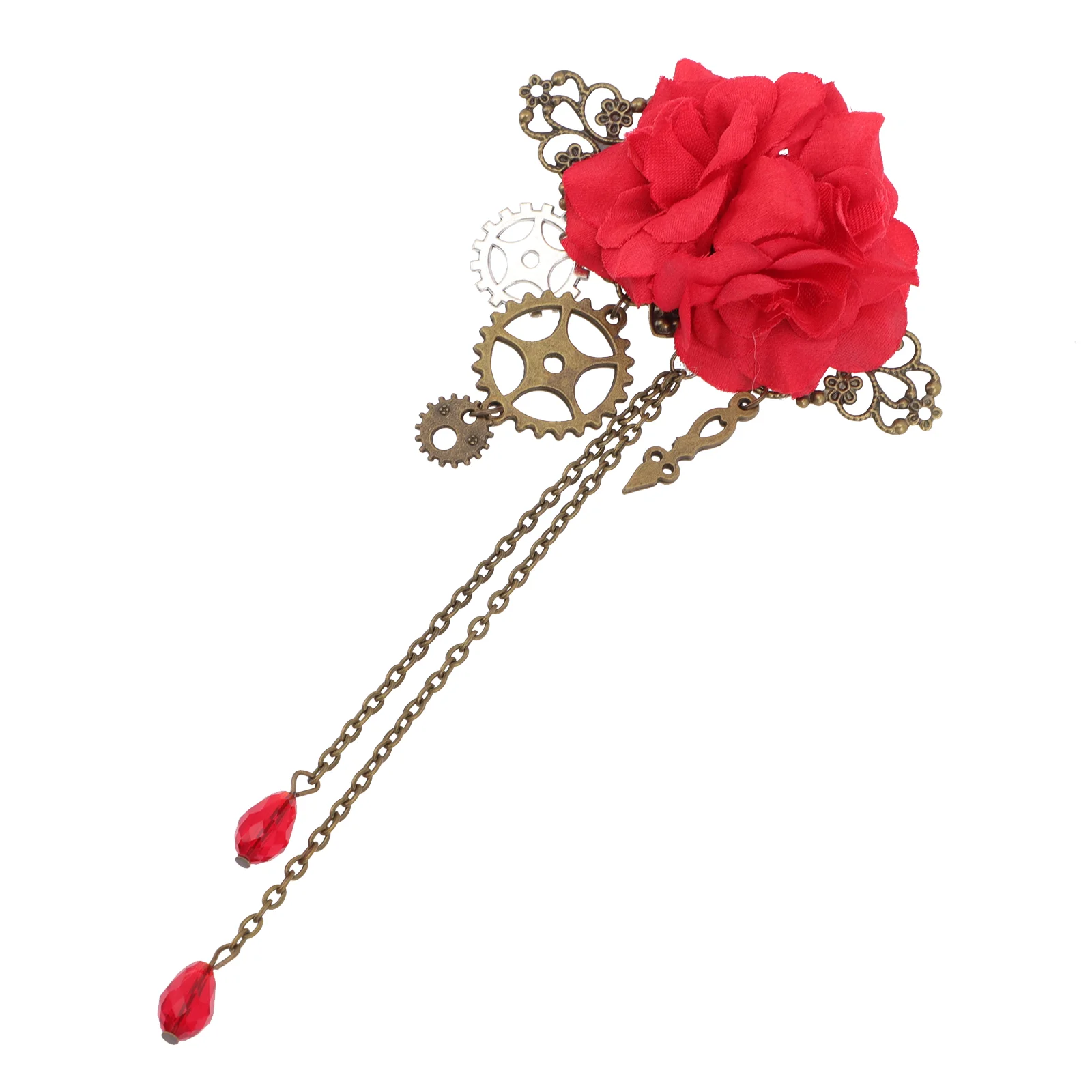 Wedding Hair Accessories Punk Mechanical Hairpin Cosplay Kawaii for Girls Brooch Flower Clips Gothic Red Lolita Miss