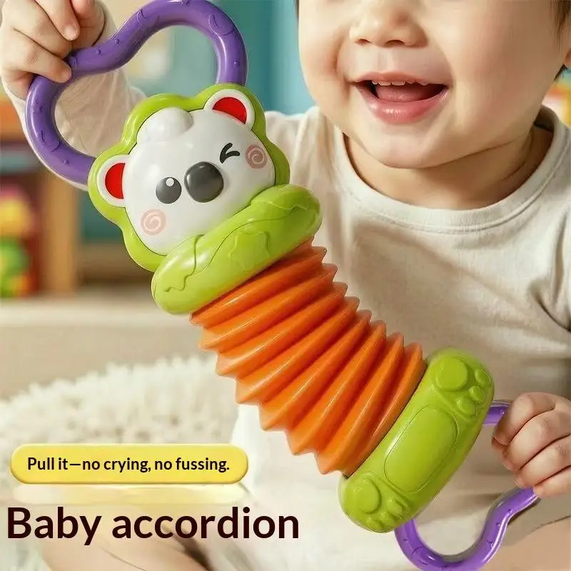 Baby Hand Accordion Toy Cartoon Animal Shape Soft Bellows Grasp Training Early Education Musical Toy For Toddler 1-3 Years Old