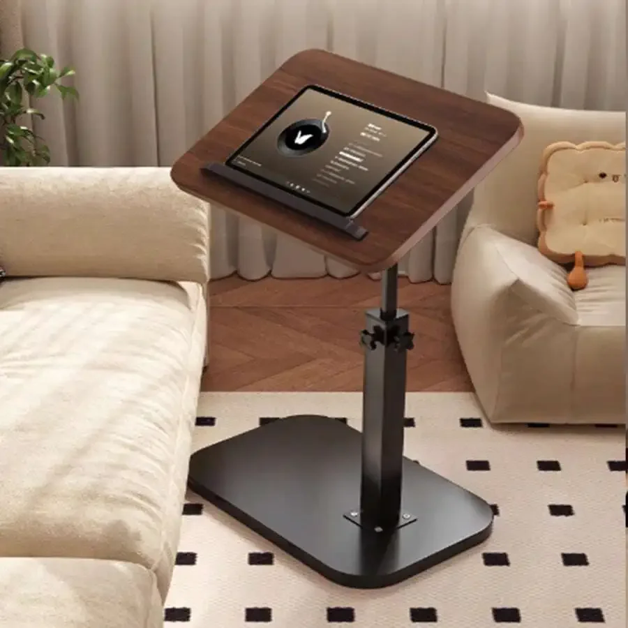 360° Rotatable Sofa Side Table with Wheels | Adjustable Legs | Sofa/Bed Snack Tray