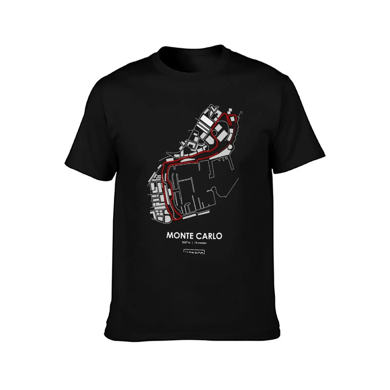 MONTECARLO - MONACO TRACK MAP 2.0 RED T-Shirt, Summer Casual Cotton Tee, Oversized Streetwear Tops, Vintage Graphic Print