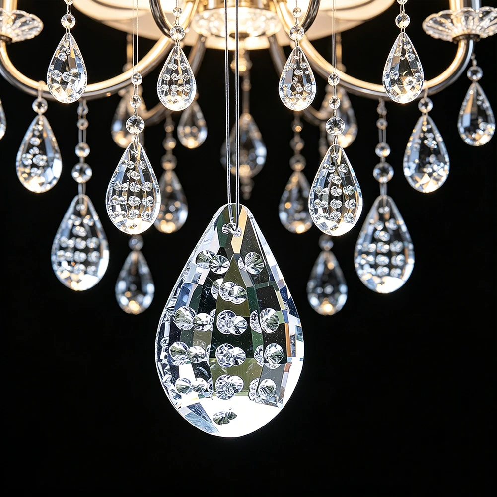 Optical Glass Teardrop Sun Catcher Honeycomb Faceted Crystal Prism Rainbow Maker Chandelier Parts Christmas Ornament Home