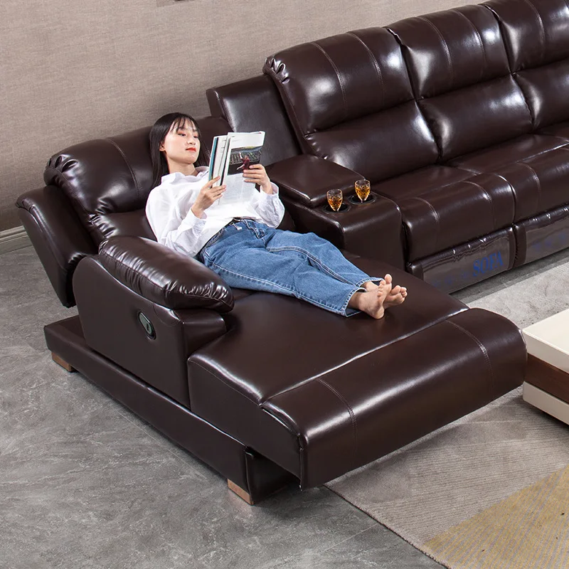 Lazy sofa combination first-class space capsule electric function sofa modern minimalist small apartment living room leather sof