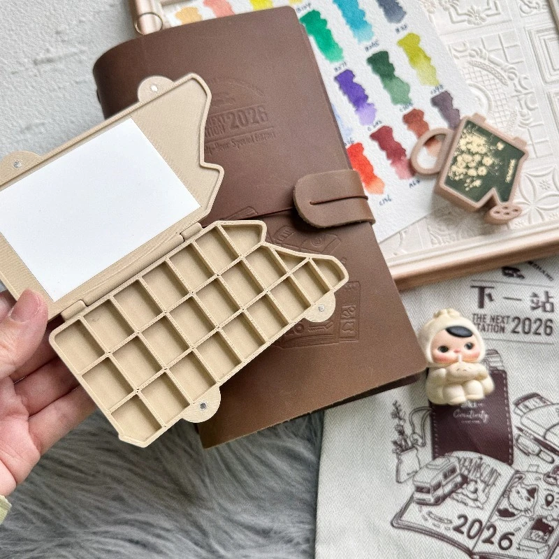 Cute Car Shape Empty 24-grid Watercolor Paint Box Portable Palette Art College Students Travel Painting Art Supplies