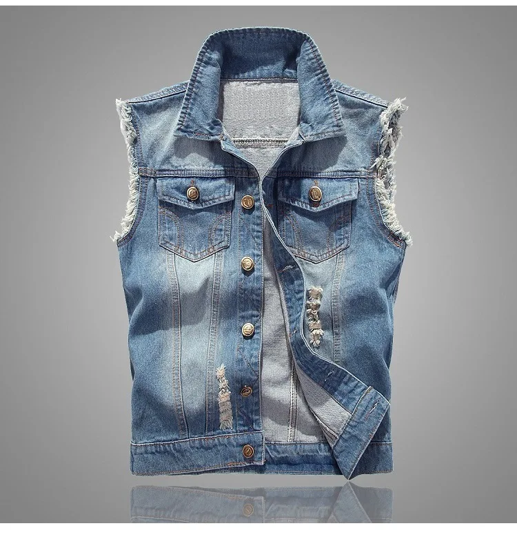 Men's Denim Vest Korean Style Sleeveless Slim Fit Denim Jacket Plus Size Casual Waistcoat for Spring Summer Autumn Workwear 6XL