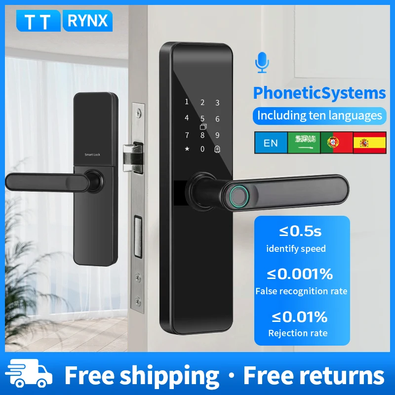 Rynx Biometric Fingerprint TT Lock Digital Electronic Lock Intelligence Door Lock for Smart Keyless Home Life by App Remote Safe