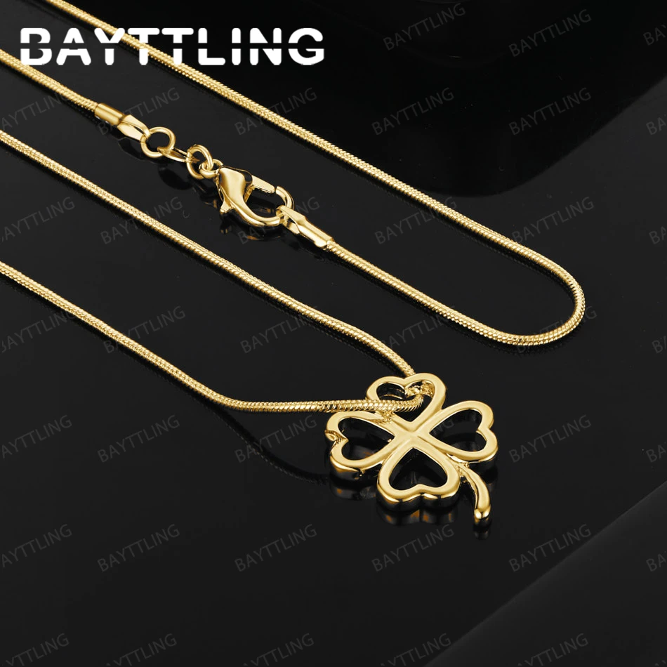 

925 Silver 18K Gold 16-30 Inch Exquisite Hollow Four-Leaf Clover Pendant Necklace Fashionable Wedding Jewelry