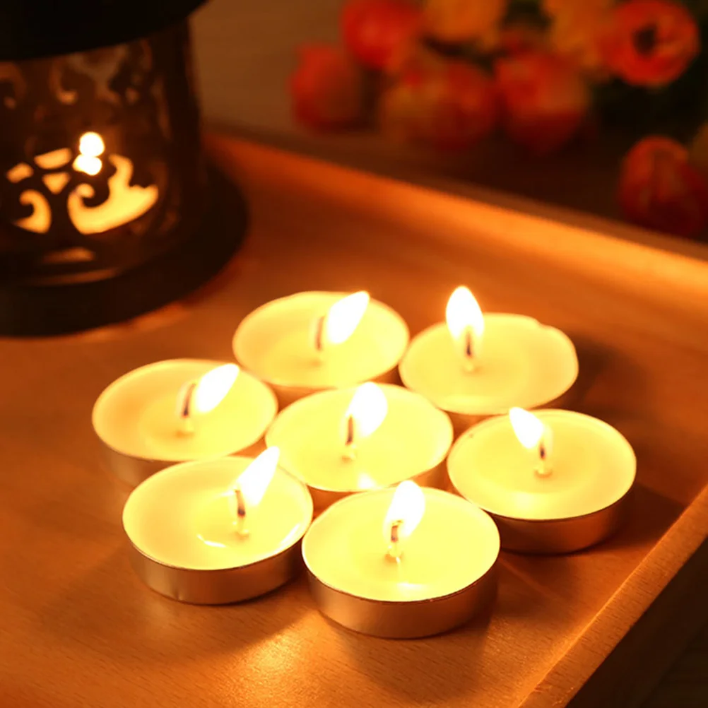 

50 Pcs Round Scented Tealight for Wedding Small Smoke-free Candles Paraffin Convenient Lights