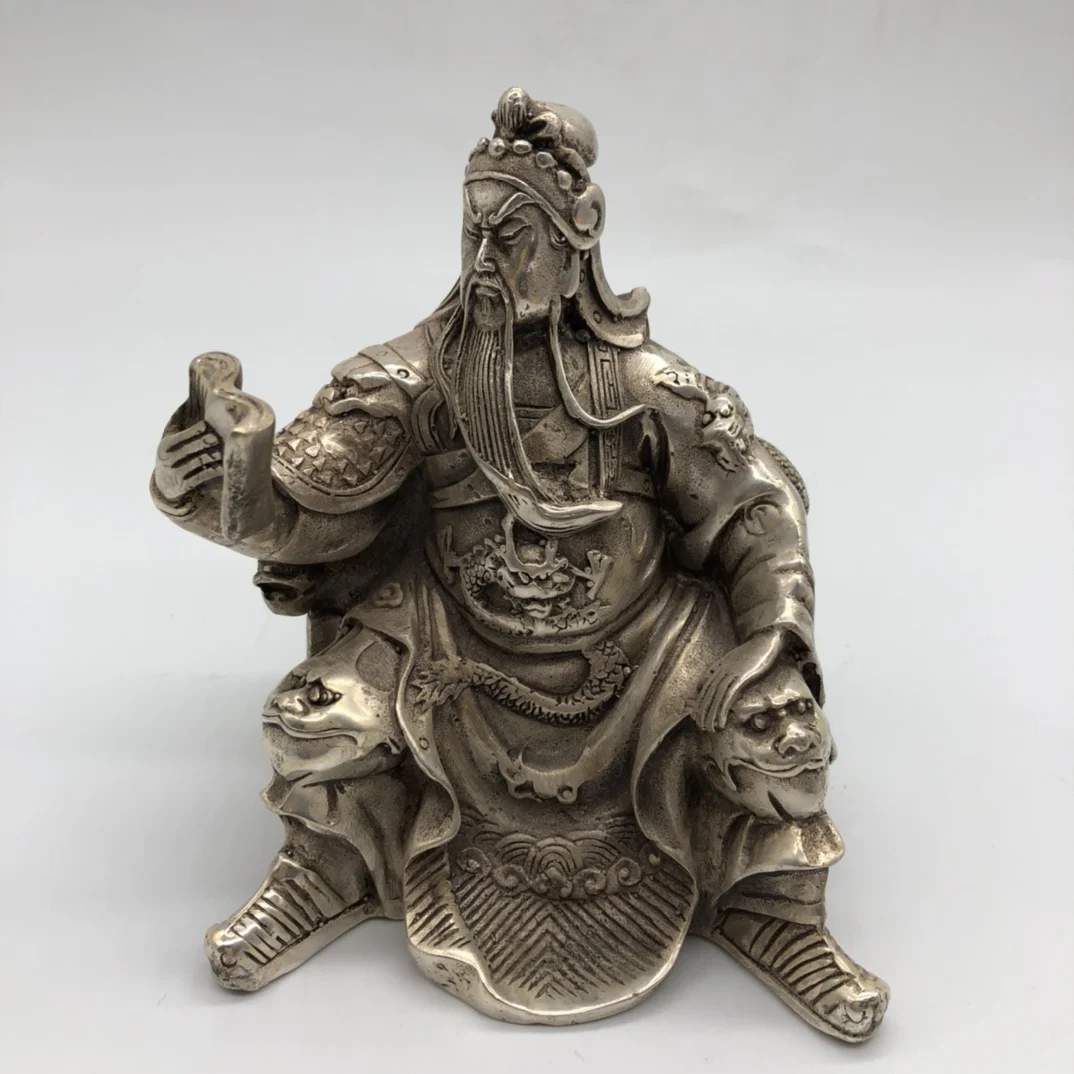 Collect China Fine Workmanship Cupronickel Sculpture Guan Yu Metal Crafts Home Decoration