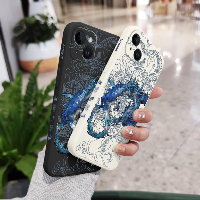 Blue Dragon Phone Case For iPhone 17 17 Air 16 16e 15 14 13 12 11 Plus Pro Max Mini Silicone Cover