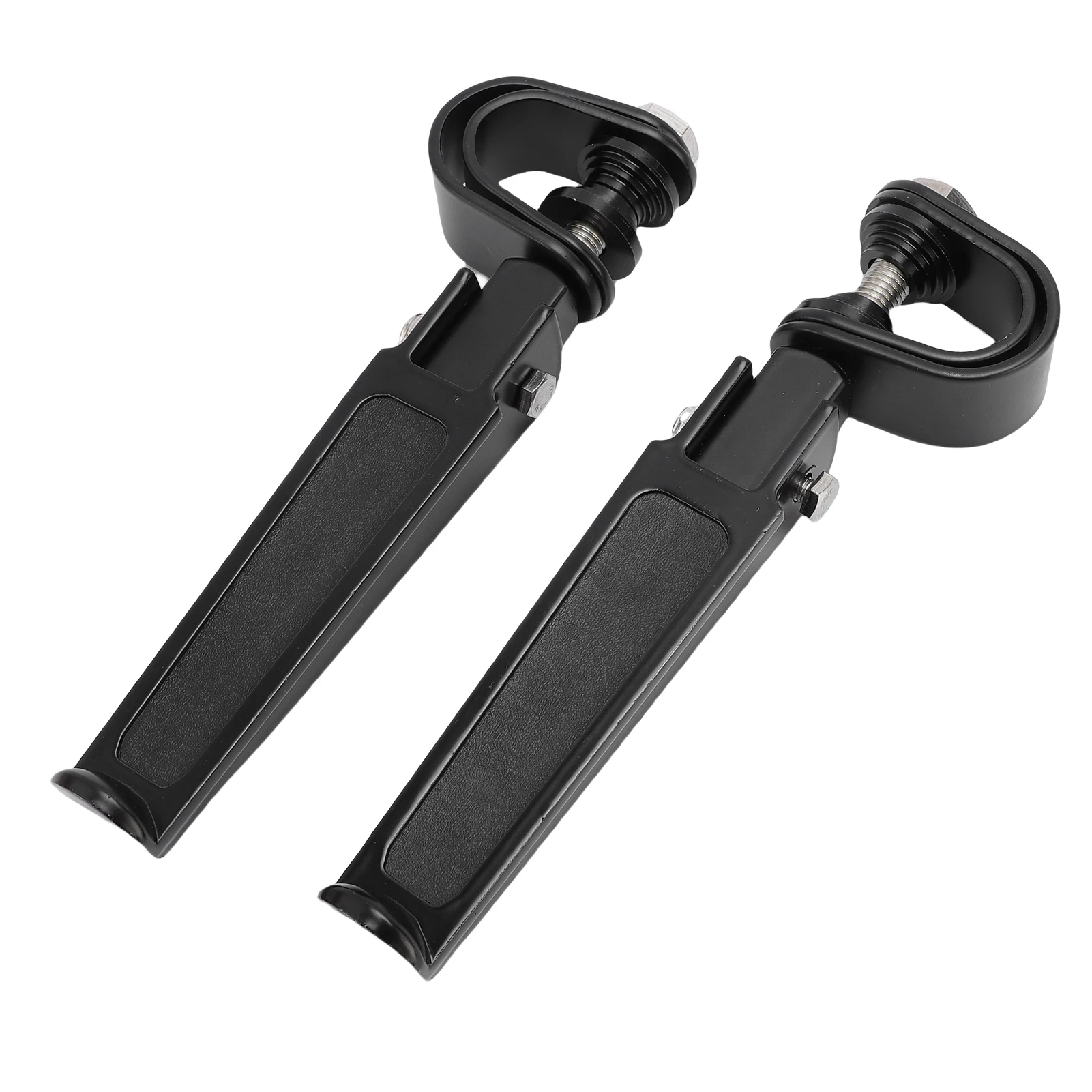 U Clamp Footpegs 360 Degree Adjustable Highway Pegs Anti Slip Folding for 1 to 1.25 Inch Engine Guard Compatible with Motorcycle