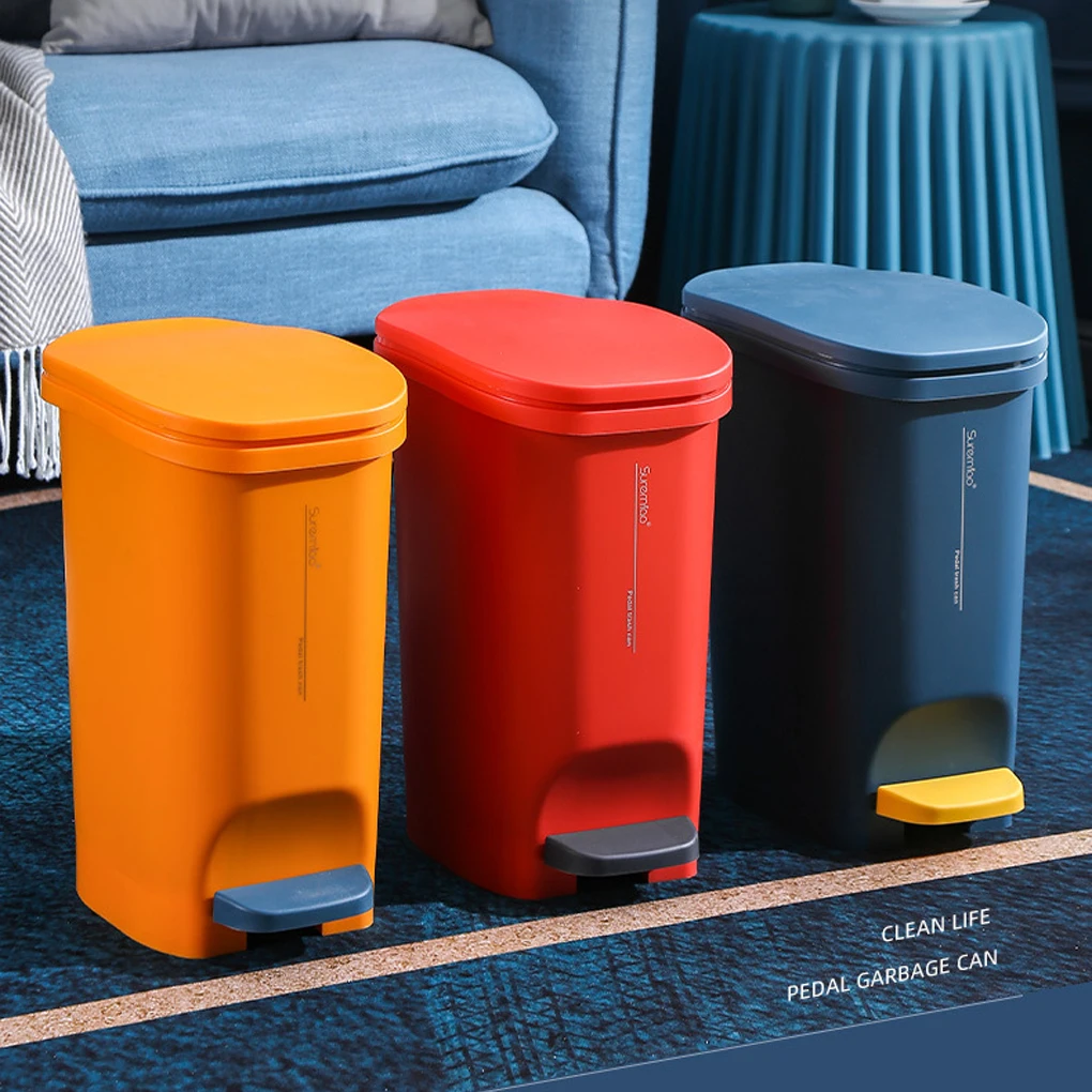 Trash Can Foot Pedal Garbage Cans Rubbish Bin Dustbin Buckets Large Plastic Household Kitchen Home Accessories Red