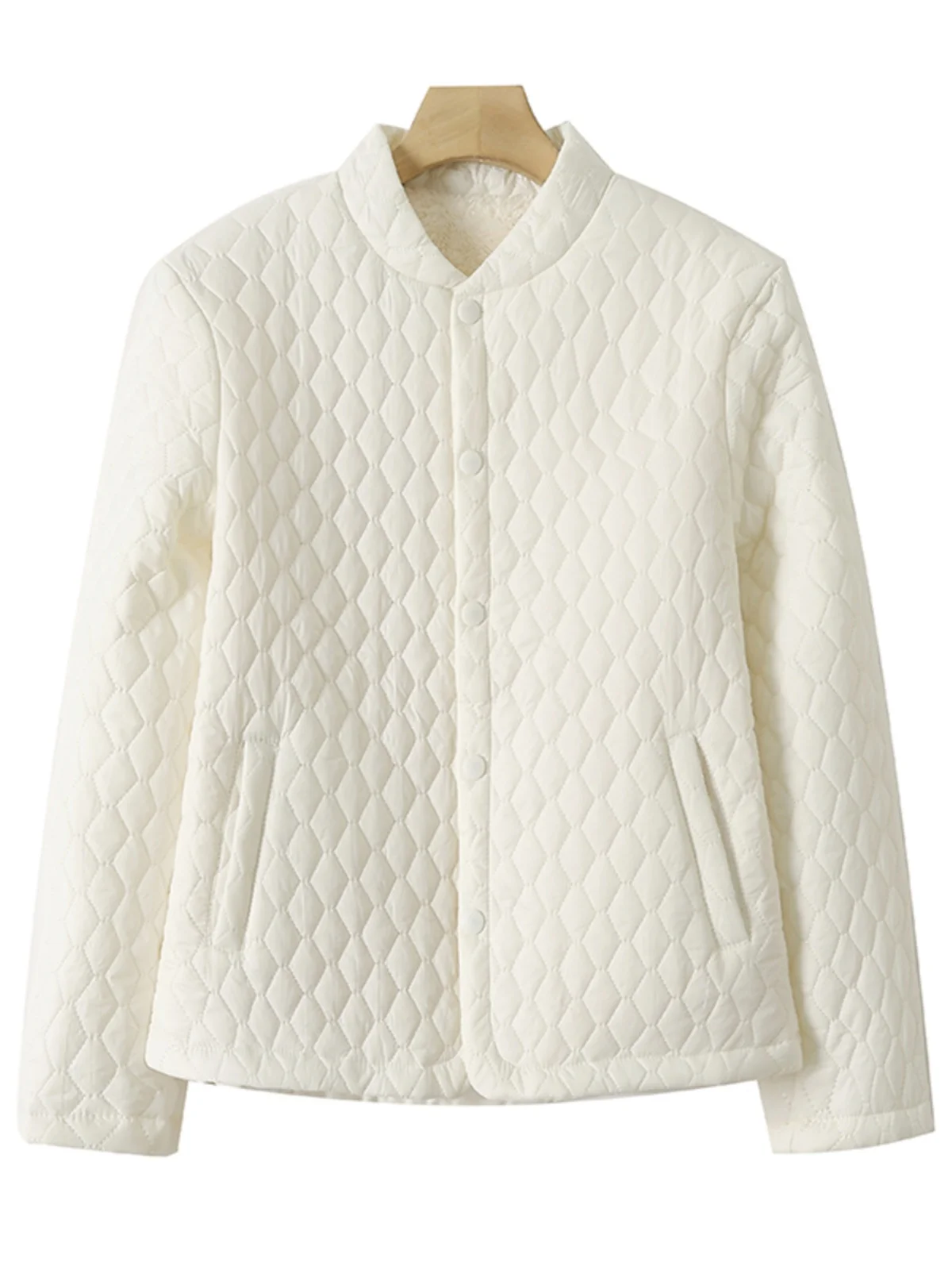 

2024 New Autumn Winter ort Lightweight Ladies Cotton Jaet Quilted Faion Diamond Pattern Cotton Coat Simple Sle Commute