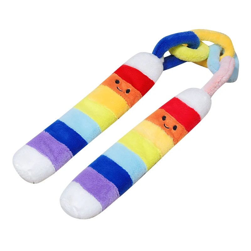 Rainbow Nunchakus Plush Toy Colorful Double-jointed stick Stuffed Doll Soft Plush Pillow Creative Birthday Gift