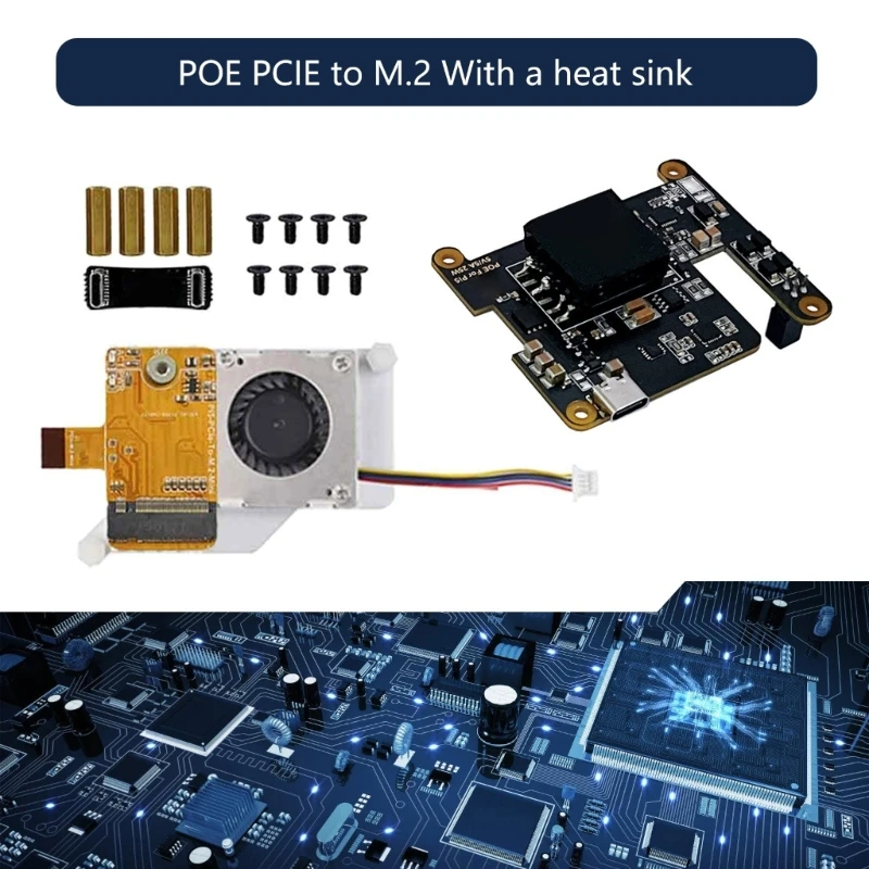 

Enhances Solid Disk Adapter For RPI 5 Ethernet Solution With Mechanism Active Cooling Fan And Type C Ethernet Port