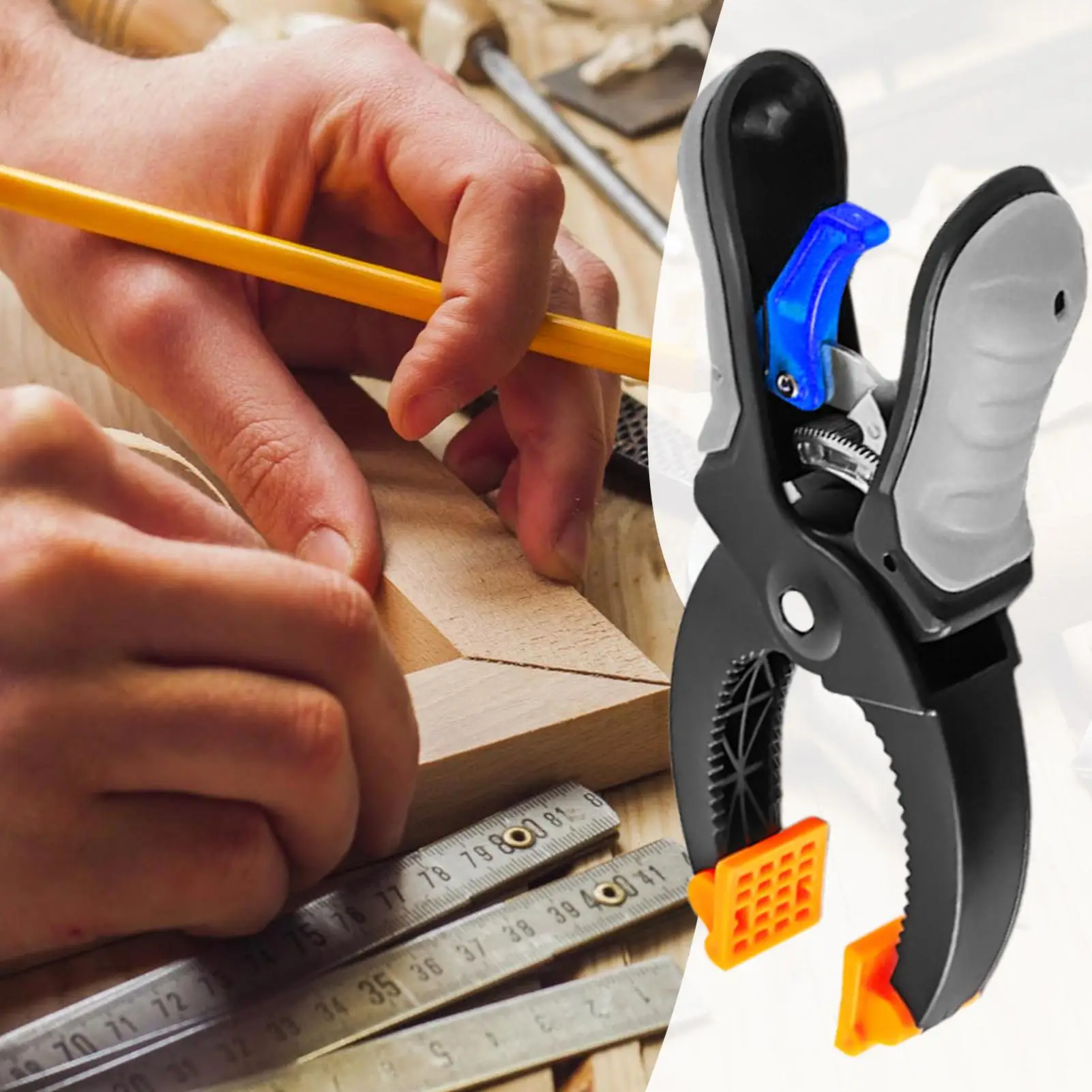 

6/8 inch fixed clamp Fine-adjust locking ratchet spring hand clamp Comfortable Grip Woodworking tool accessories Woodworking