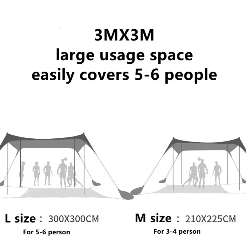 Lycra canopy, Outdoor Beach Tent Sunshade, Cooling and UV Protection Beach Camping Sunscreen canopy