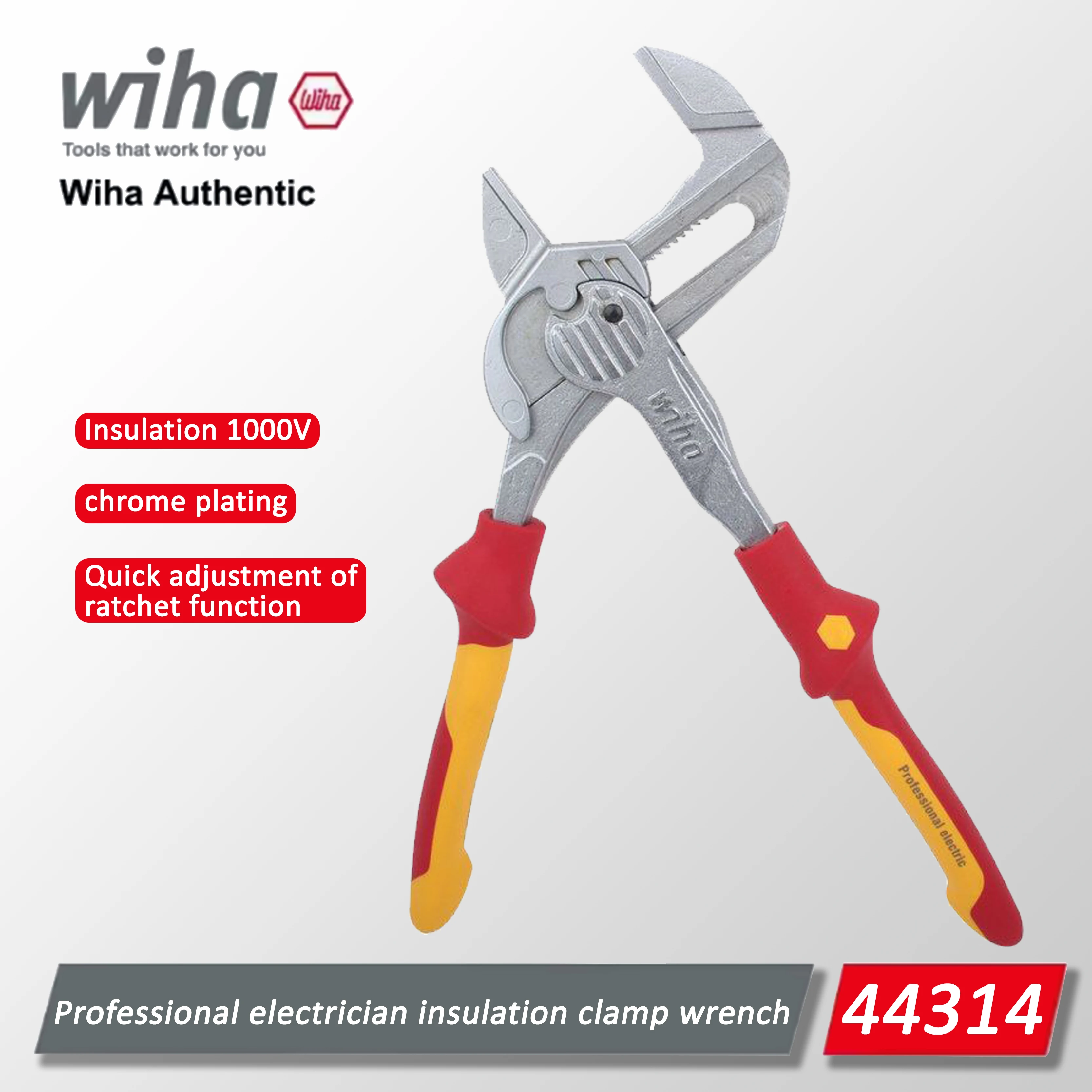 

Профессиональные изолированные плоскогубцы-ключ Wiha, 10-дюймовый регулируемый ключ с функцией трещотки, 1000В VDE, ручной инструмент 44314