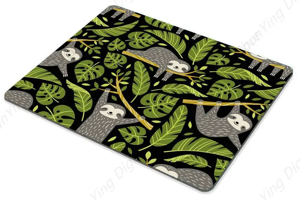 Game Mouse Pad Cute Sloth And Tropical Palm Leaf Mouse Pad Anti Slip Rubber Computer Office Mouse Pad 25*30cm