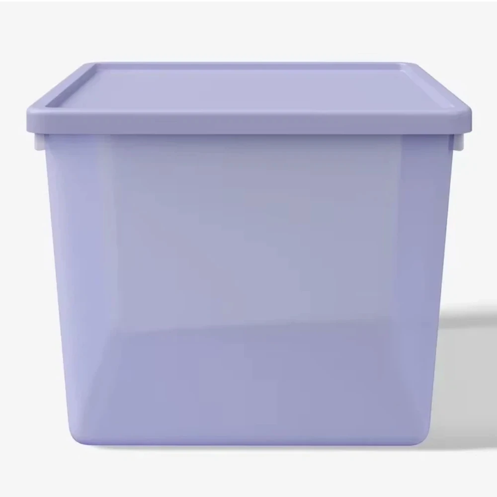 Large Purple Plastic Storage Bin with Lid, Durable and Stackable Organizer for Home, Garage, Of... product image