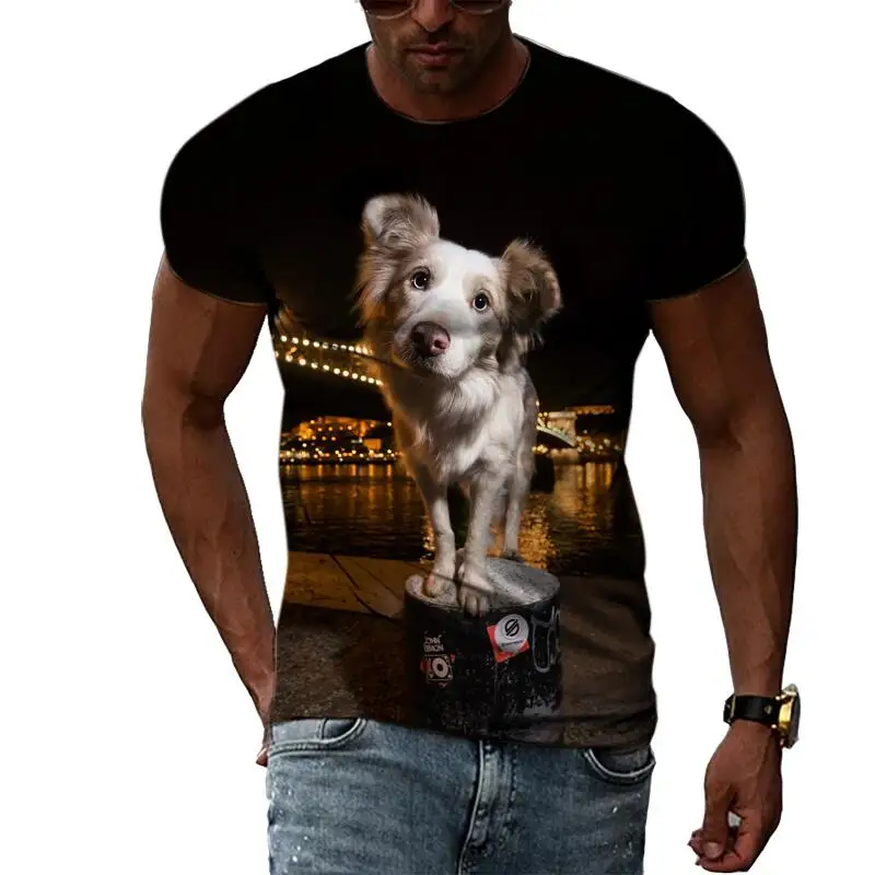 Summer Fashion Animal Dog Graphic T Shirts For Men Casual 3D Print Tee Hip Hop Harajuku Personality Round Neck Short Sleeve Top