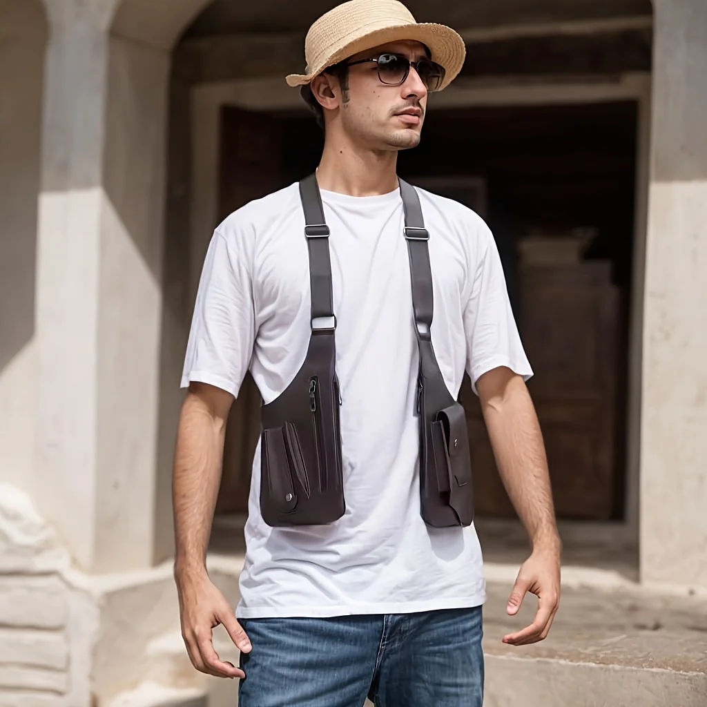 Men'S Retro Strap Underarm Bag Multifunctional Outdoor Backpack Cycling Hiking Phone Bag Holiday Gift for Boyfriend Father image 5