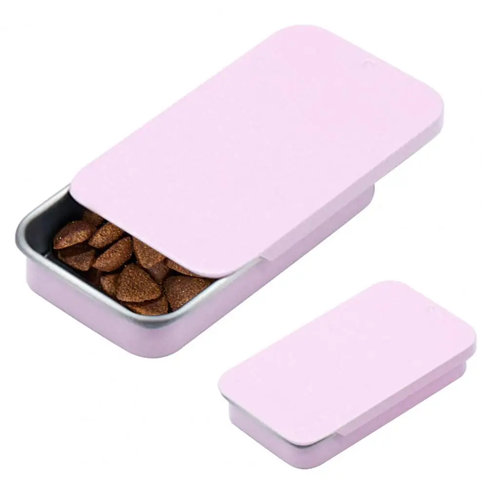 Mini Tin Box Tinplate Push Candy Pill Cases with Push Lid Container Multipurpose Rectangular Empty Hinged Tins Box Container