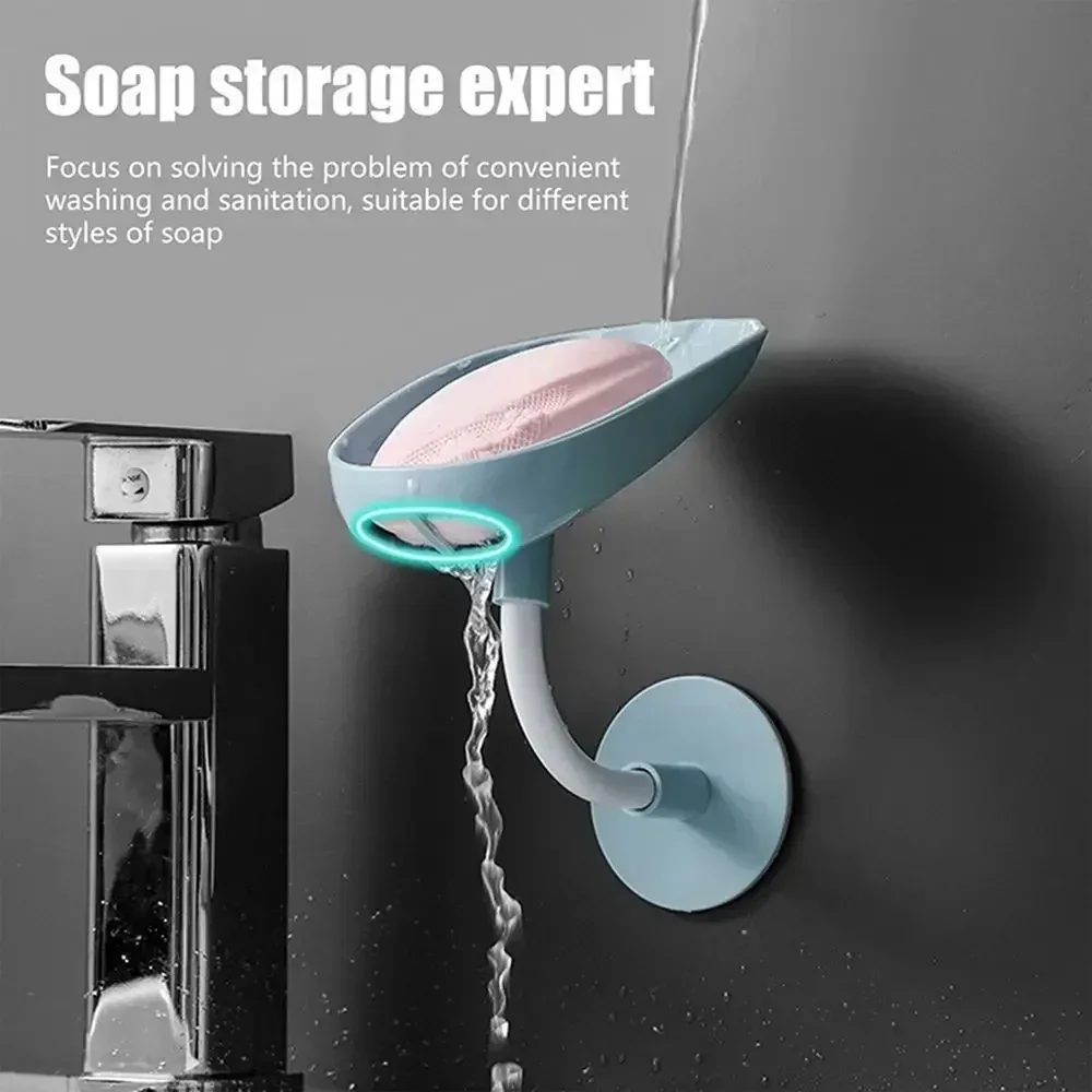 Plastic Sucker Wall-Mounted Soap Dish Bendable Drain Soap Holder Kitchen Bathroom Toilet Laundry Supplies Tray Accessories