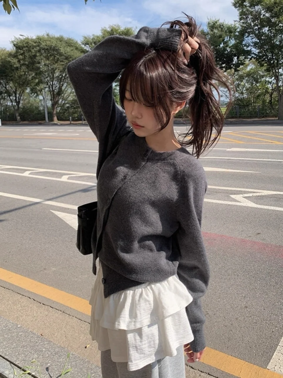 

Unique SEI Korean Sle Casual Long Sve Knitted Open Cardigan Coat Elastic Dstring Loose Fit Sweatpants Women's Faion