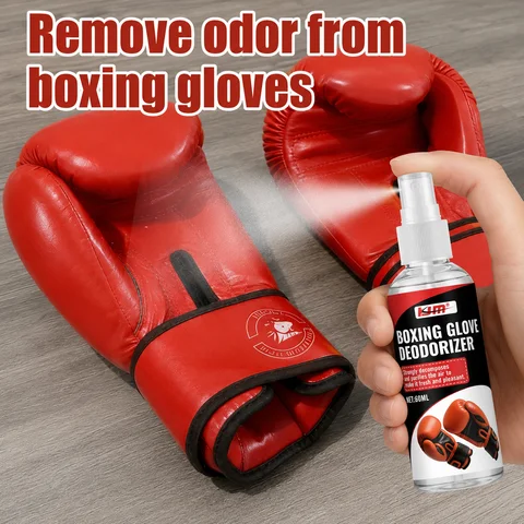 KJM Boxing Glove Deodorizer Spray 60ml Portable Training Gear Odor Remover Safe For Leather Muay Thai Headgear