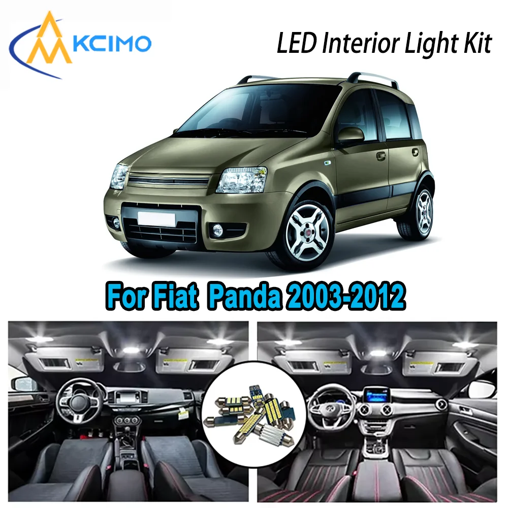 

High-Quality LED Interior Kit for Fiat Panda 2003-2012 2004 2005 2006 2007 Premium Error-Free Dome Map Trunk Automotive Lamps