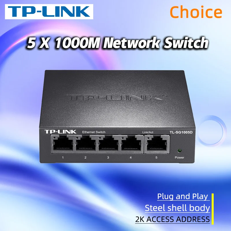 TP-Link Gigabit Switch 5 Port Rj45 Network Splitter Hub Ethernet CAT5  Lan 1000M TL-SG1005D Monitor Internet Plug and Play